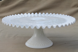 milk glass serving dishes, cake stands, compote bowls, candy dishes, trays & platters