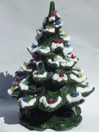 60s 70s vintage handmade ceramic christmas music box tree w dove lights - Vintage Ceramic Christmas Tree With Lights 60s 70s vintage handmade ceramic christmas music box tree w dove lights - Vintage Ceramic Christmas Tree With Lights