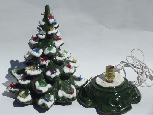 60s 70s vintage handmade ceramic christmas music box tree w dove lights vintage ceramic christmas tree lights