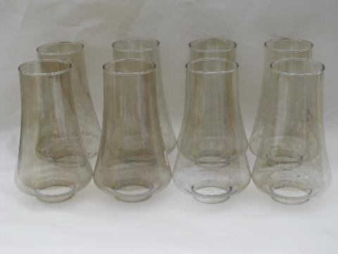 8 Lamp Chimneys Pale Smoke Glass Hurricane Shades