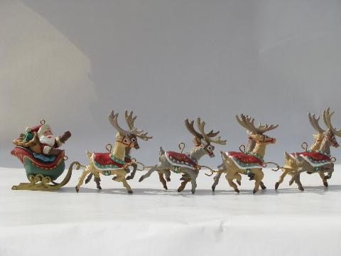 santa and eight tiny reindeer five part hallmark christmas ornament - Hallmark Christmas Decorations santa and eight tiny reindeer five part hallmark christmas ornament - Hallmark Christmas Decorations
