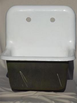 Vintage farmhouse laundry sink, iron industrial apron utility sink