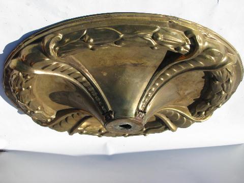 Huge Victorian Vintage Brass Ceiling Medallion Canopy For Light Huge Victorian Vintage Brass Ceiling Medallion Canopy For Light Fixture Chandelier