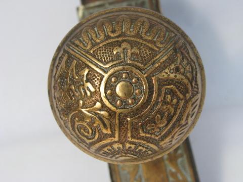 Ornate Antique Arts And Crafts Brass Door Hardware, Doorknobs & Plates - Ornate Antique Arts And Crafts Brass Door Hardware, Doorknobs & Plates