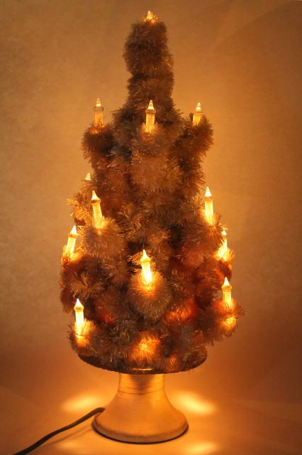 vintage christmas tree tabletop white chenille feather tree early electric glass candles - Electric Christmas Candles vintage christmas tree tabletop white chenille feather tree early electric glass candles - Electric Christmas Candles