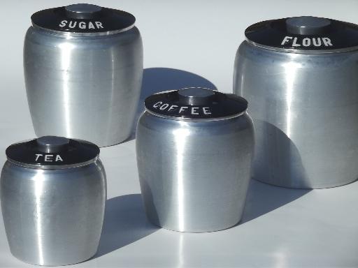 Vintage Kromex Spun Aluminum Canister Set Retro Kitchen Canisters