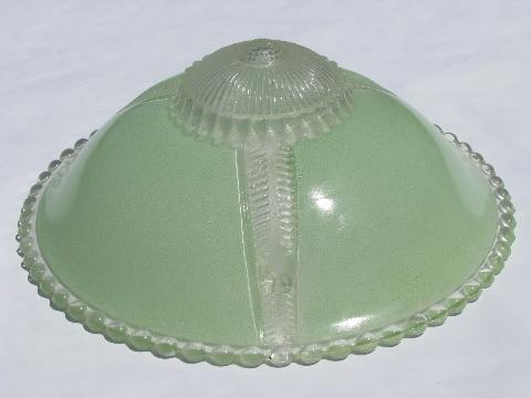 vintage glass shade for 1940s ceiling light fixture pale jade green