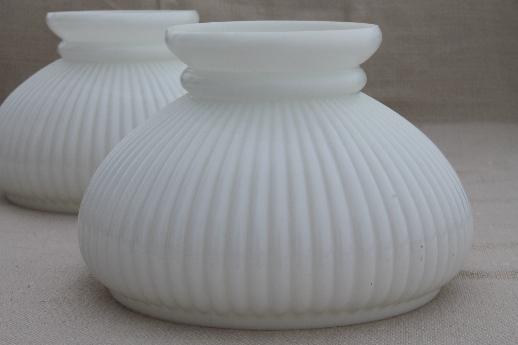 vintage milk glass lamp shades for student lamp matched pair ribbed