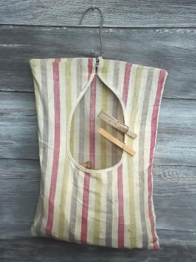 Vintage Wood Clothespins In Old Cotton Clothespin Bag For Laundry Vintage Wood Clothespins In Old Cotton Clothespin Bag For Laundry Room Or Wash Line