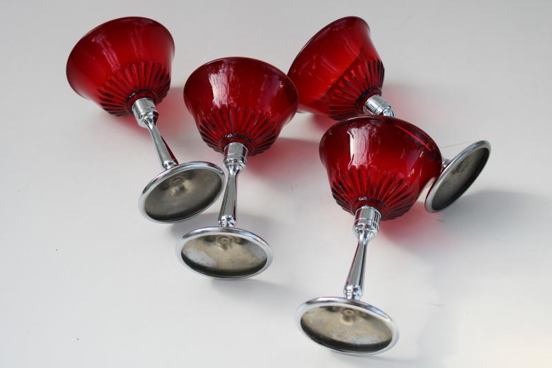 Vintage Ruby Red Martini Glasses 