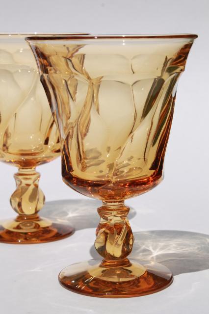 Fostoria Jamestown amber glass stemware, set of 10 water goblets 