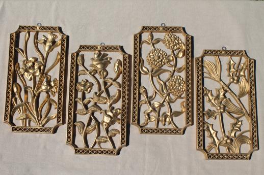 turner wall art set vintage gold rococo plastic wall plaques four