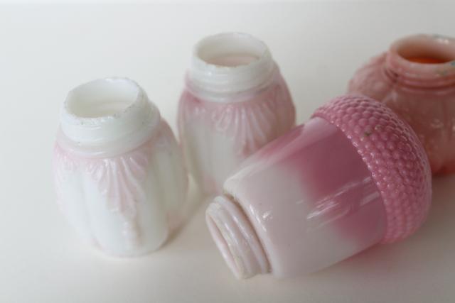 Vintage Pink Milk Glass Salt and Pepper Shakers 