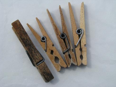 Vintage Lot of 12 Wooden Clothes Pin 4 In Sq Size Ex Used Condition Early