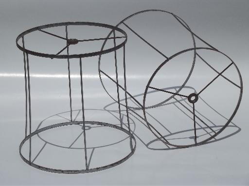Pair Vintage Lampshade Frames Bare Steel Wire Lamp Shades W Old Patina