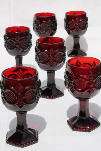 https://www.laurelleaffarm.com/item-photos/vintage-Avon-Cape-Cod-ruby-red-glass-set-of-6-wine-glasses-or-small-goblets-Laurel-Leaf-Farm-item-no-s6210-1.jpg