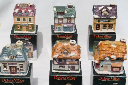 vintage dickens village candle holders set christmas village ceramic houses shops - Ceramic Christmas Village vintage dickens village candle holders set christmas village ceramic houses shops - Ceramic Christmas Village