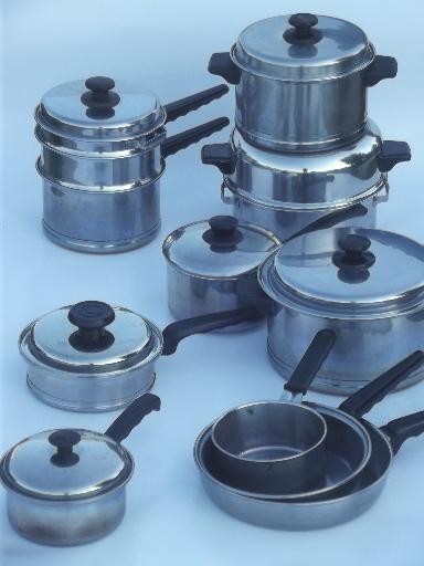 Vintage Lifetime Stainless Pots Pans Lot Egg Poacher Double Boiler