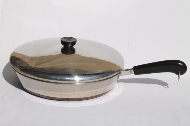 Revere Ware 1801 Copper Bottom 12 Inch Skillet Fry Pan with Lid USA