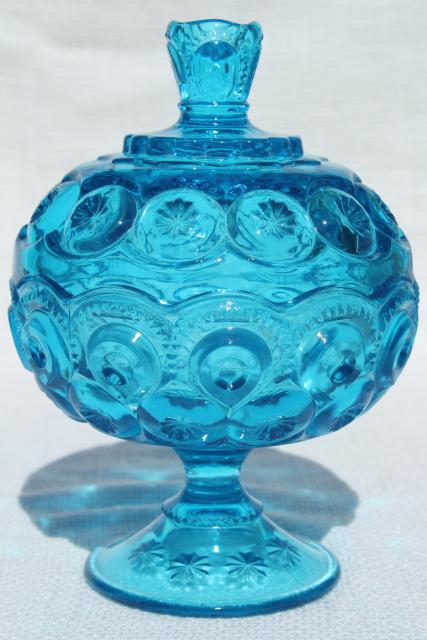 Vintage Blue Glass Candy Dish With Lid Sample Product Tupperware vintage blue glass candy dish with lid