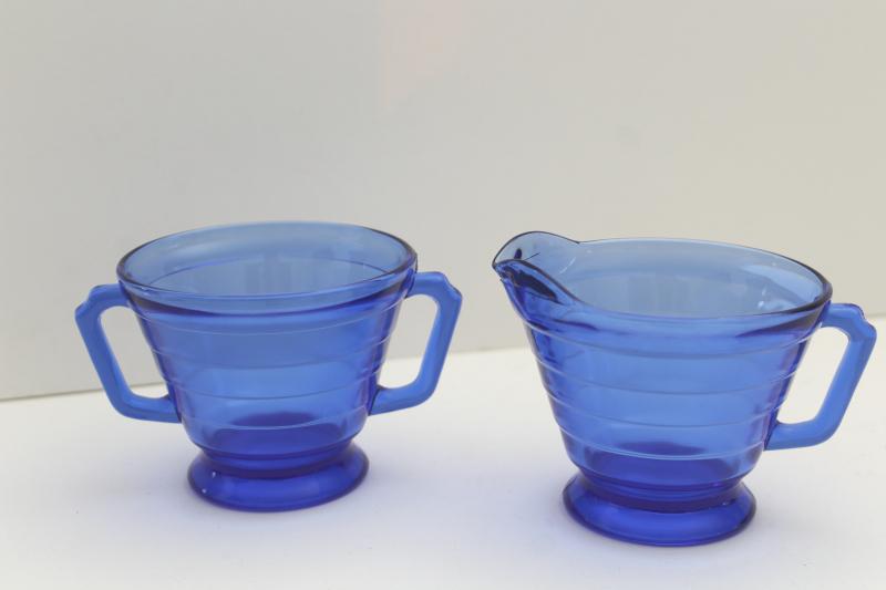 ModernTone Cobalt Blue Depression Glass Sugar Bowl