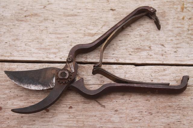 Vintage Pruning Shears Well Made Heavy Steel Garden Tool Old Vintage Pruning Shears Well Made Heavy Steel Garden Tool Old Fashioned Quality