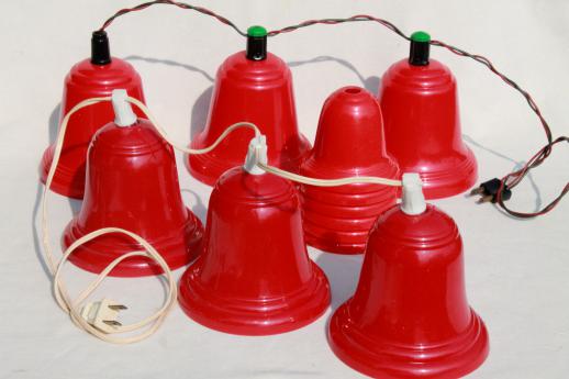 Vintage Red Plastic Bells Christmas Light Covers For Lighted Holiday vintage red plastic bells Christmas light covers for lighted holiday door decoration - Vintage Red Plastic Bells Christmas Light Covers For Lighted Holiday