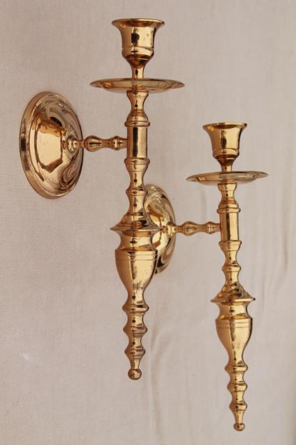 Vintage Wall Sconce Set Pair Of Polished Solid Br Candle Vintage Wall Sconce Set Pair Of Polished Solid Br Candle